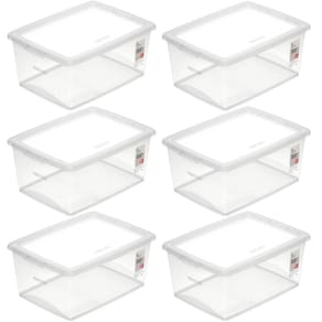 6 Caixas Organizadoras 15L Plástico Empilháveis com Tampa My