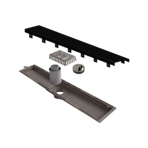 Ralo Linear Elleve Versatile 8930 50Cm Saída Central Com Tampa Black Matte
