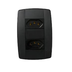 Conjunto 2 Tomadas Preta Monobloco 2P+T 20A 250V 4X2 Ilumi