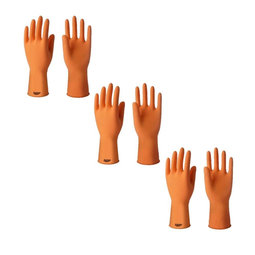 Kit 3 Luva Látex Limpeza Multiuso Laranja Plus Tamanho P