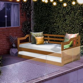 Sofá Cama De Madeira Maciça Solteiro Castanho Juno Shop JM