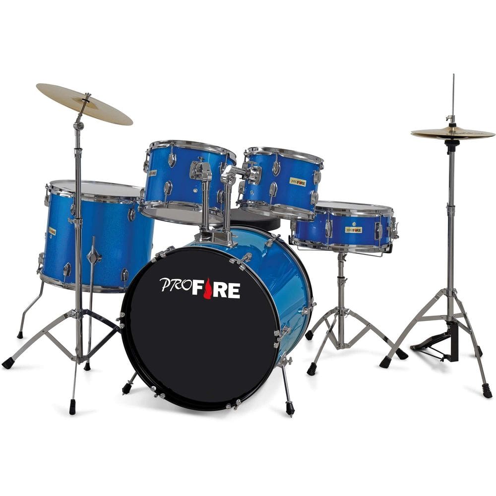 Bateria Pro Fire Bumbo 20 - Azul Ferragem Cromada + Banqueta