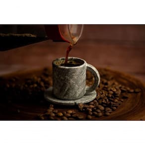 Kit 4 Xícaras De Pedra Sabão Cafezinho 50 Ml Com Pires
