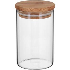 Pote Com Tampa Bambu Borossilicato 200ml 10x6x6cm Transparente
