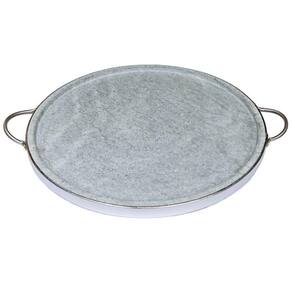 Forma De Pedra Sabão Para Pizza Com Alças De Inox 37 Cm