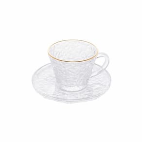 Xícara Para Chá Com Pires Em Cristal Martelado Petra 180ml Lyor Transparente