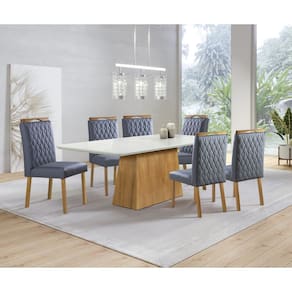 Sala de Jantar com Vidro 6 Cadeiras 1,80x0,90m - Amsterdã - Art Salas