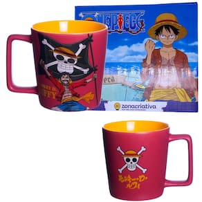 Caneca Monkey D. Luffy Cerâmica Vermelha 400ML Oficial One Piece Toei