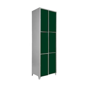 Armário Roupeiro De Aço Vestiário Academia 6 Portas Verde Escuro com Chave