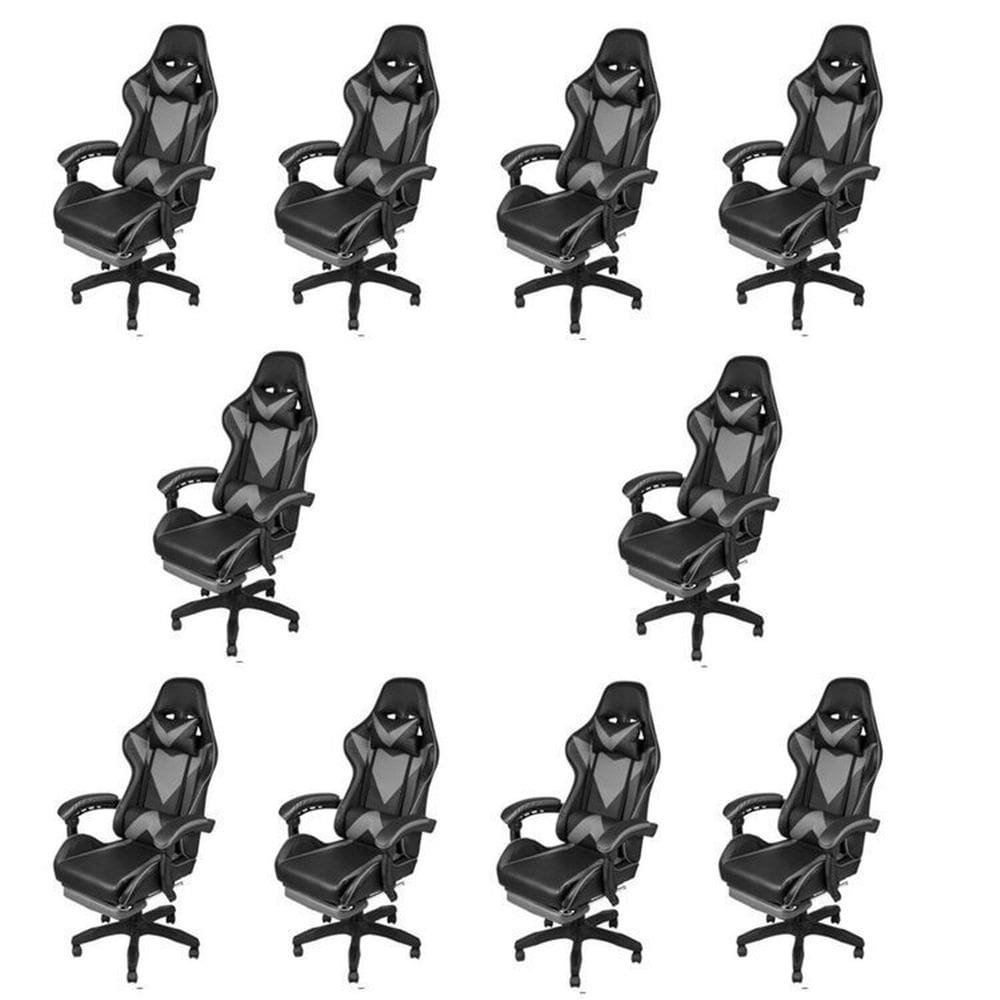 Kit 10 Cadeiras Gamer com Rodízios Pu Hawker 3315 Preto/Cinza