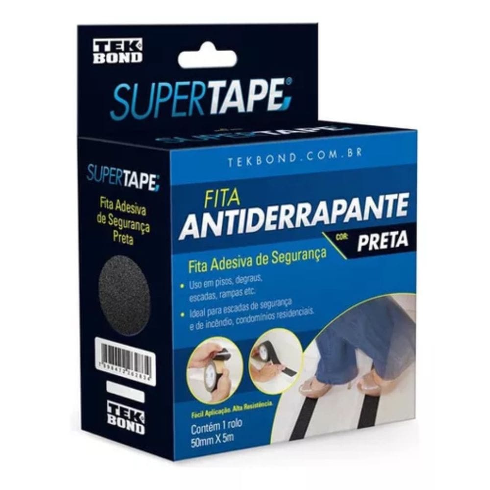 Fita Antiderrapante Preta 50mm x 5m Tekbond