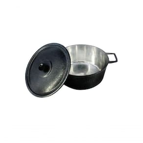 Caçarola Panela Craqueada Alça Alumínio E Tampa 55Cm Preto