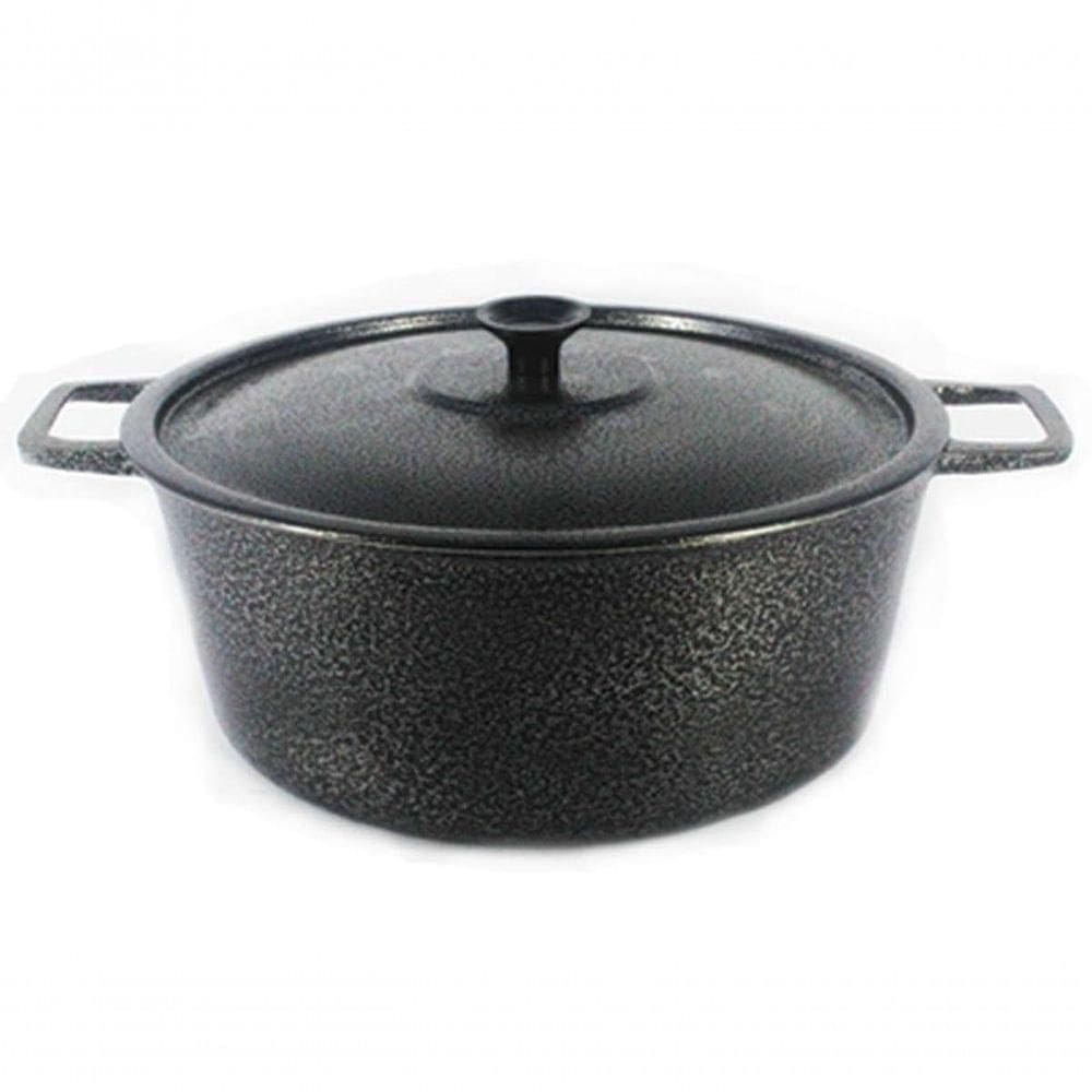 Caçarola Panela Craqueada Alça Alumínio E Tampa Preta 40Cm