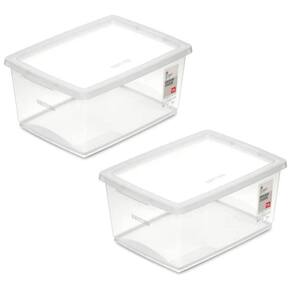 Kit 2 Caixas Organizadoras 7,5L Tampa Click Ordene Transpare