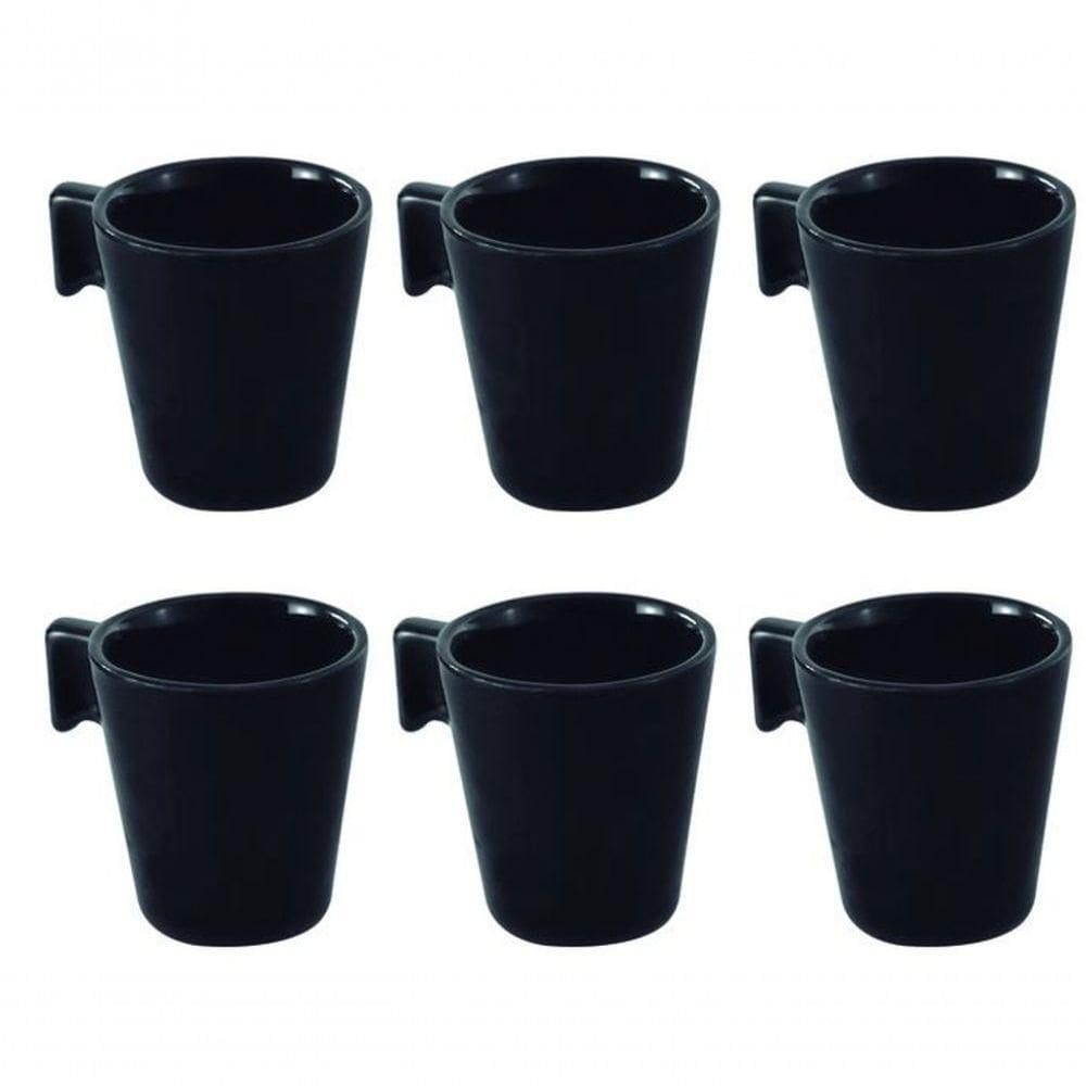 Jogo De Xicaras De Cafe Ceramica Black 6 Peças - Mimo
