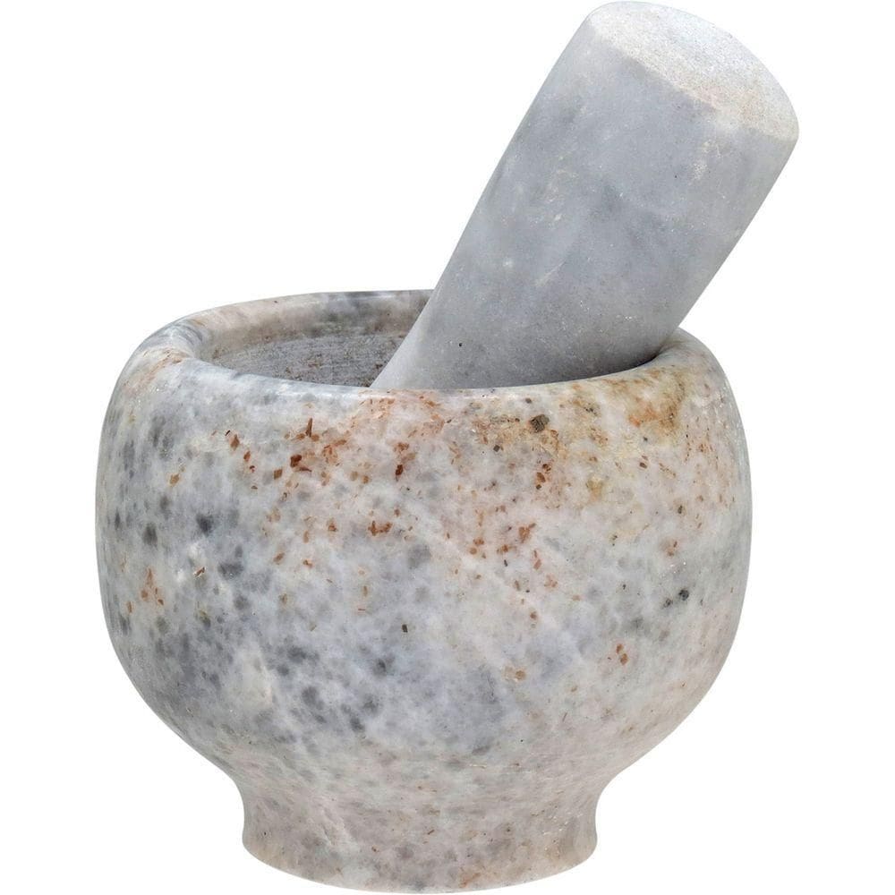 Pilão Com Mortar Marmore 8x10x10cm Cinza