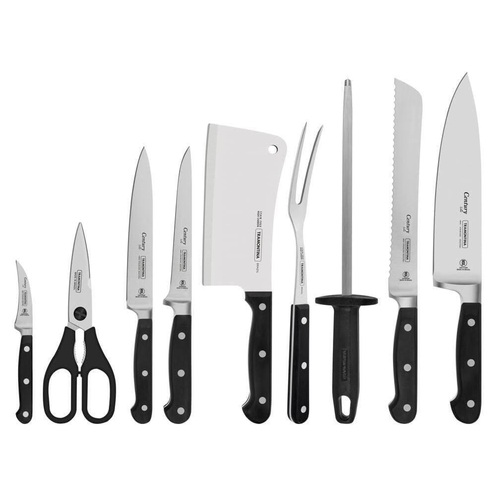 Kit Chef Inox Cabo De Policarbonato E Fibra De Vidro 10Pçs