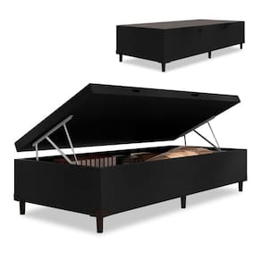 Cama Box com Baú Solteiro 0,88 com 41cm de Altura Prince Preto