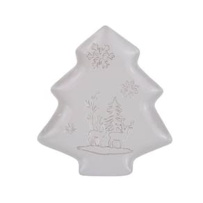 Petisqueira árvore De Natal Em Cerâmica Branca 24cm Mp344 - Tok Da Casa
