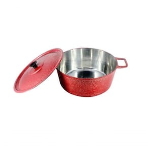 Caçarola Craqueada Alça Alumínio E Tampa 60Cm Vermelho