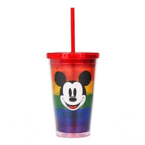 Copo Com Canudo Mickey Arco-íris 450ml Disney
