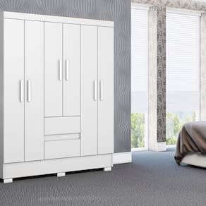 Guarda-roupa de 06 Portas e 02 Gavetas Branco