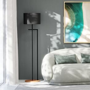 Luminária Salone Aço Carbono Preto Cúpula em Tecido Brugges Preta