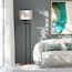 Luminária Indústrial de Chão Salone Preto com Cúpula Palha Unidecor