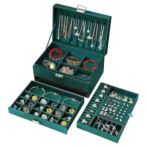 Porta Joias Luxo Triplo Pulseira Relogio Colar Anel Brinco Chave Bijuteria Caixa Acessorios Estojo Organizador Penteadeira Acolchoado