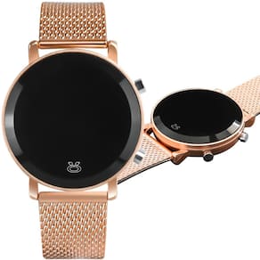 relogio feminino digital aço inox premium digital rose