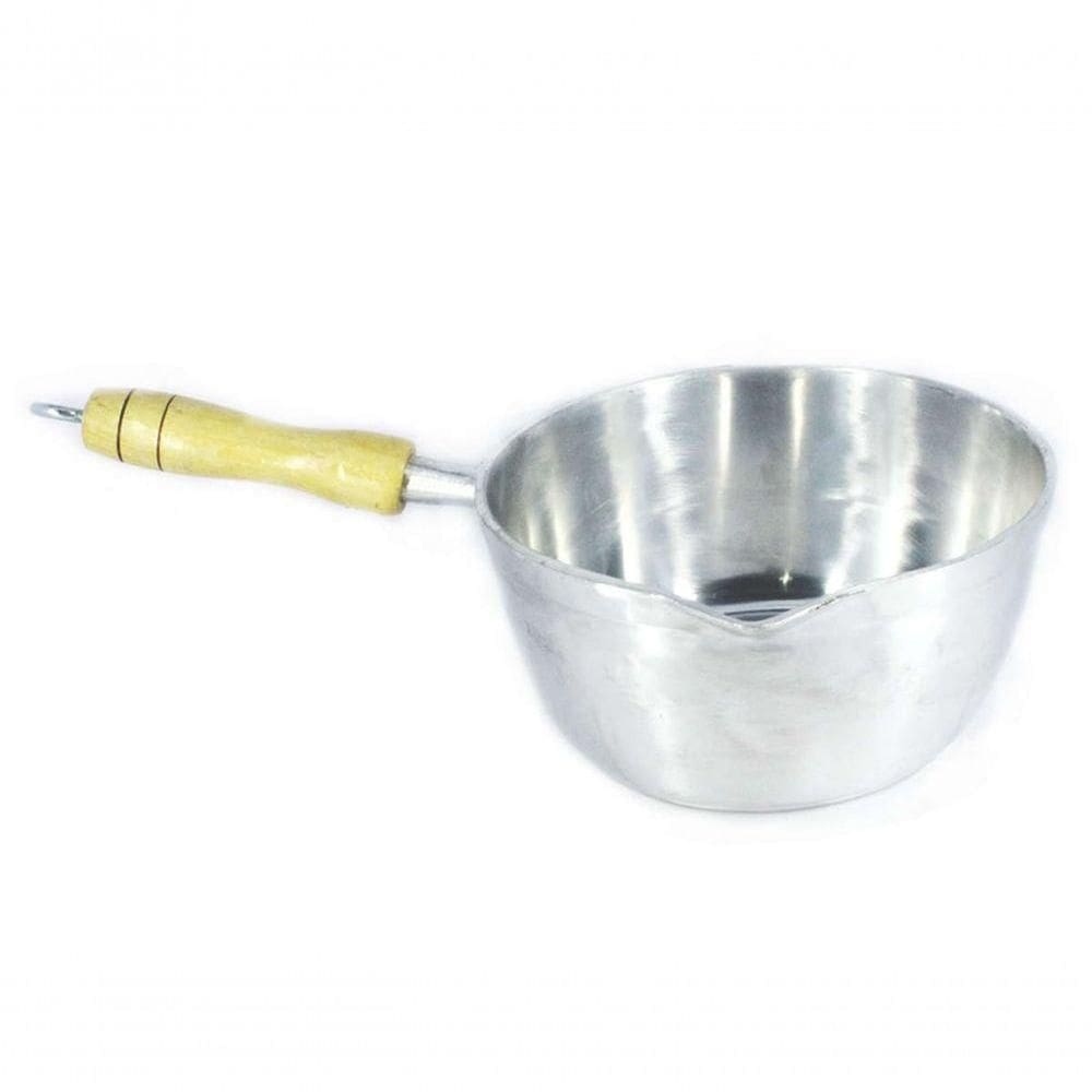 Caçarola Alumínio Polido Japi Cabo Madeira Sem Tampa 20Cm