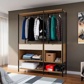 guarda-roupa closet modulado maverick 2 gv carvalho e off white 150 cm