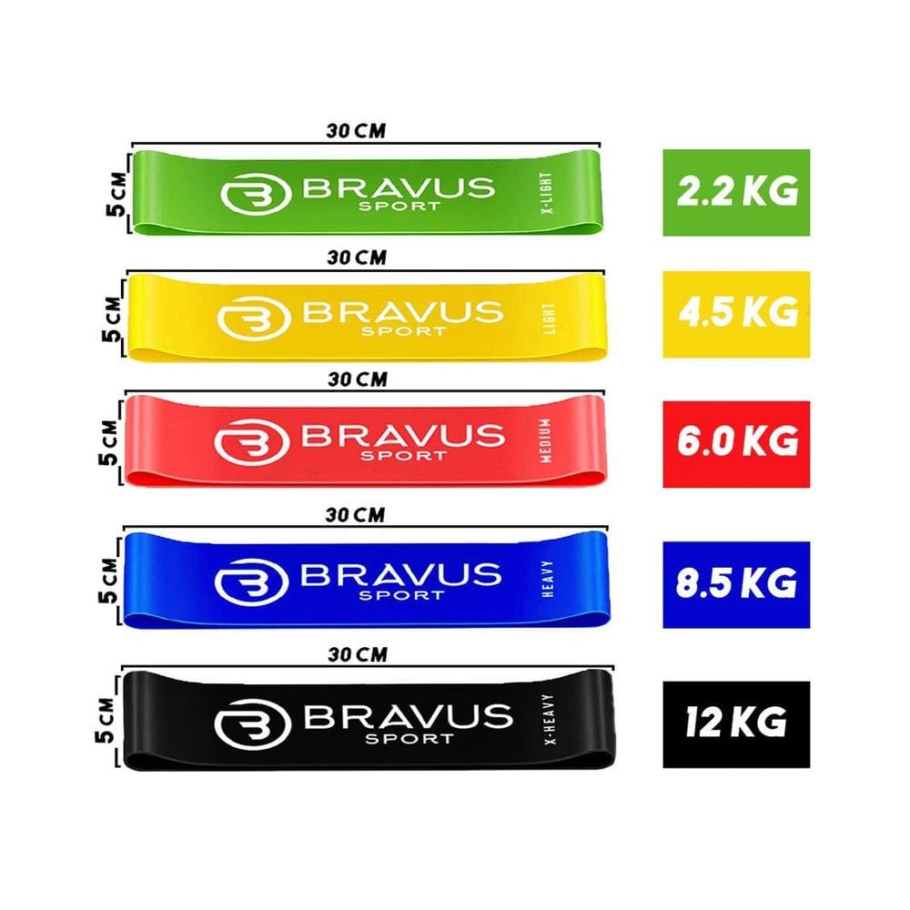 Kit 7 Mini Bands Elástico Extensor Treino Musculação Bravus
