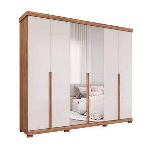 guarda-roupa casal com espelho guarapari 6 pt 6 gv cinamomo e off white