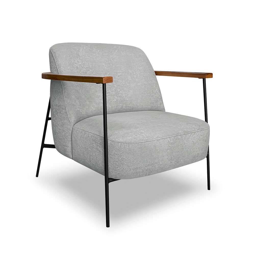 poltrona ellie linho bouclé cinza claro