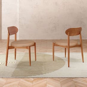 conjunto com 2 cadeiras miami madeira iça linho bege e imbuia l