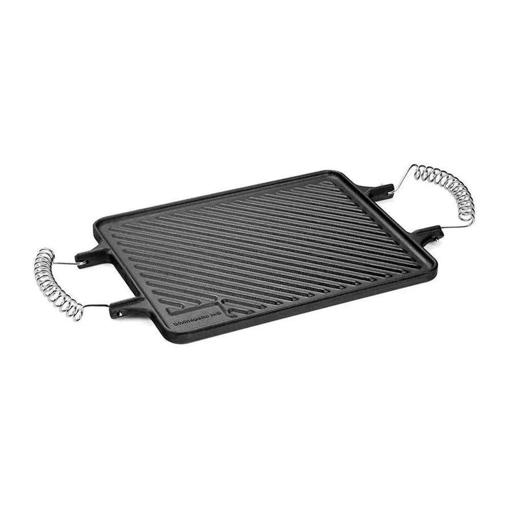 Chapa Reta Ferro Fundido Dupla Face Alça Espiral 28Cm X 23Cm