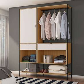 guarda-roupa closet modulado maverick 1 pt 2 gv carvalho e off white 150 cm