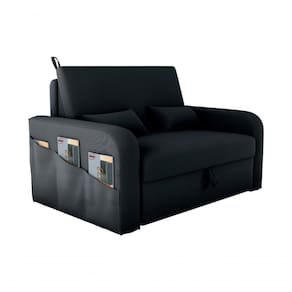 Sofá Cama Lady Day 2 Lugares Conforto Veludo Preto Matrix Sala Com Baú