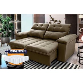 Sofá Retrátil Reclinável Verona 1,80m Suede Velut Bege Molas Ensacadas - King House