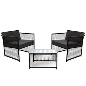 2 Poltronas E Mesa Centro Santiago Fio Fibra Encosto E Assento Estofado