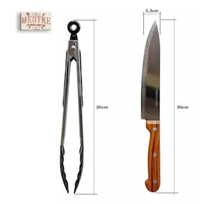 Jogo Churrasco Faca Inox Pegador De Carne 2 Pçs Fratelli