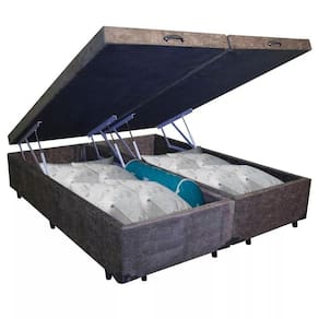 Cama Box Baú Casal Bipartido Suede Sereneprime Marrom 138x188x44