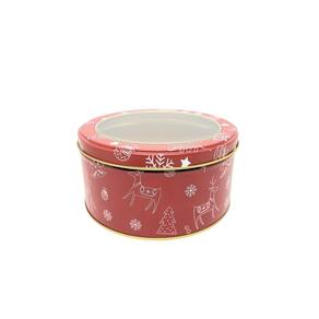 Pote Metal Redondo Decorado Natal Rena Com Visor 800ml - Art Christmas