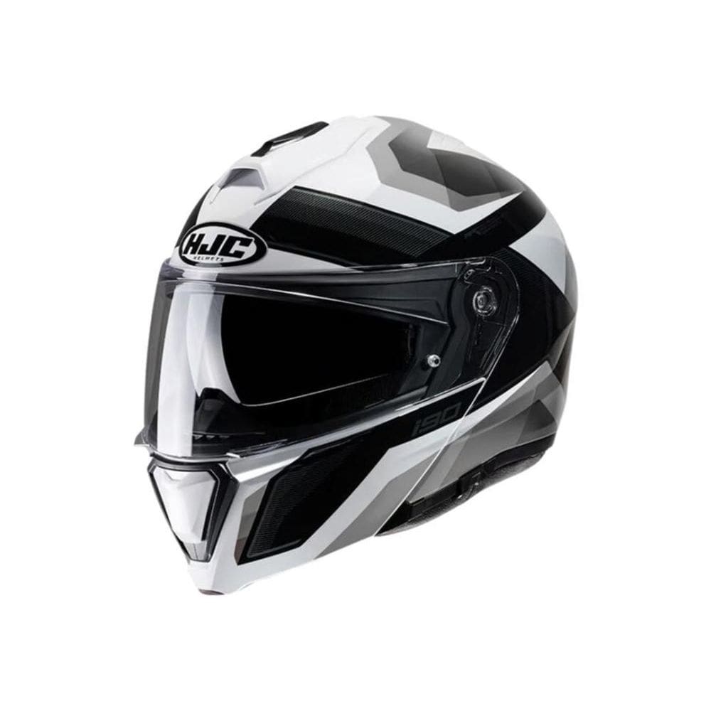 Capacete Hjc I90 Lark Preto Branco E Cinza E Preto 58 [F016]