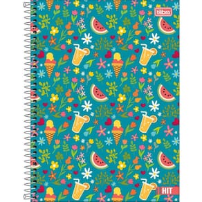 Caderno Espiral Grande Universitário 10 Matérias Hit Feminino 160 Folhas Capa Dura Tilibra