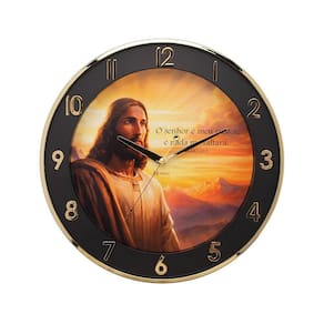 Relógio de parede Silencioso Herweg 6849-029 Dourado Jesus Religião