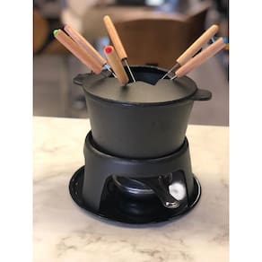 fondue para queijo em ferro fundido 11 pecas cor preta