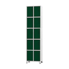 Armário Roupeiro De Aço 10 Portas Para Vestiário Verde Escuro com Chave