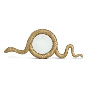 Lupa Decorativa Dourada Serpente Em Polirresina